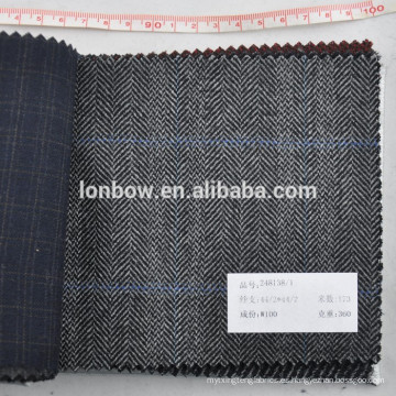 Tela de lana al por mayor barata de la tela escocesa de la espina de pescado 100% poli para los trajes